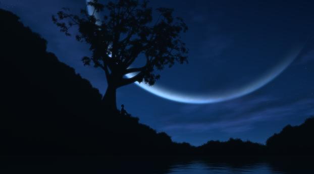 sky, moon, night Wallpaper