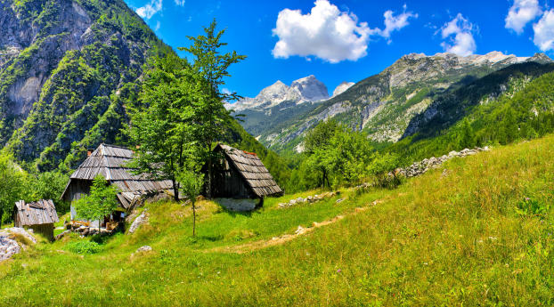 slovenia, mountains, grass Wallpaper