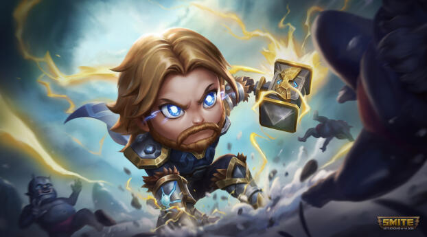 Smite Rumbly Chibi Thor Wallpaper 1080x2280 Resolution