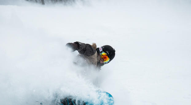 snowboarder, snow, helmet Wallpaper 1242x2688 Resolution