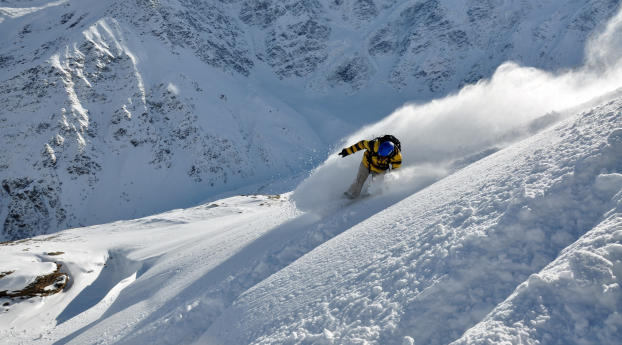 snowboarder, snow, mountains Wallpaper