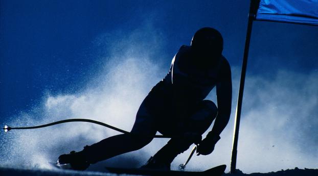 snowboarding, skiing, silhouette Wallpaper 1336x768 Resolution