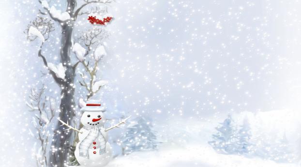 snowman, scarf, buttons Wallpaper 2048x1152 Resolution