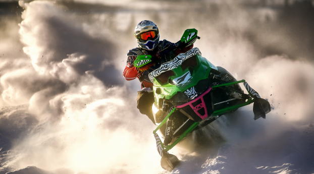 snowmobile, sports, racing Wallpaper 2560x1024 Resolution