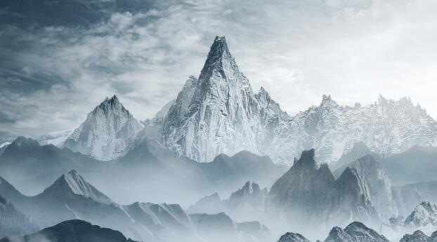 Snowy Mountain HD Photography 2022 Wallpaper 1600x600 Resolution