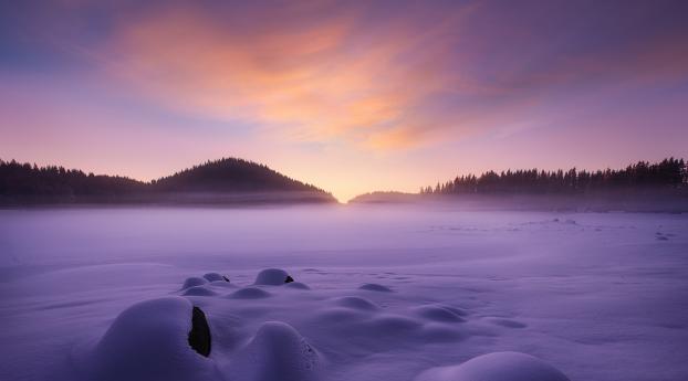 Snowy Winter Sunrise Wallpaper 1080x2340 Resolution
