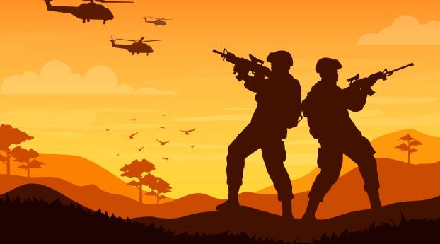 Soldier HD Orange Background Wallpaper 1080x2312 Resolution