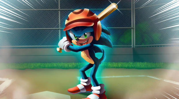 Sonic playing baseball Wallpaper 1440x2560 Resolution