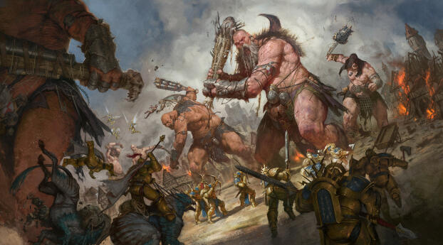 Sons of Behemat HD Fantasy Battle Wallpaper 1440x2992 Resolution