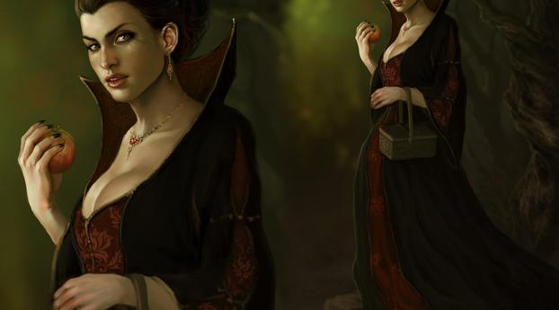 sorcerer, apple, woman Wallpaper 840x1160 Resolution