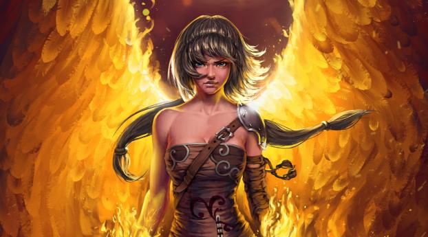 Sorceress On Flames Wallpaper