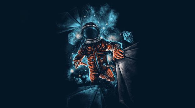 Space Man Artistic Galaxy Wallpaper 480x484 Resolution