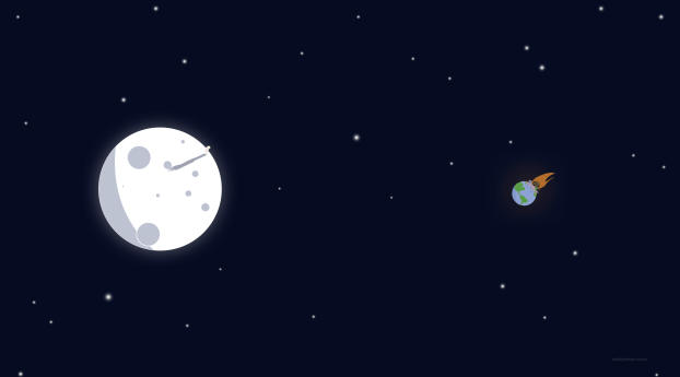 Space Moon And Earth Minimalism Art Wallpaper