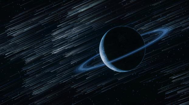 Space Planetary Rings Digital Art Wallpaper 640x1136 Resolution
