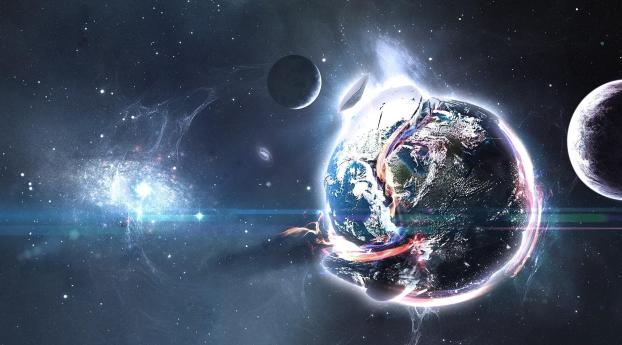 space, planets, explosion Wallpaper 540x960 Resolution