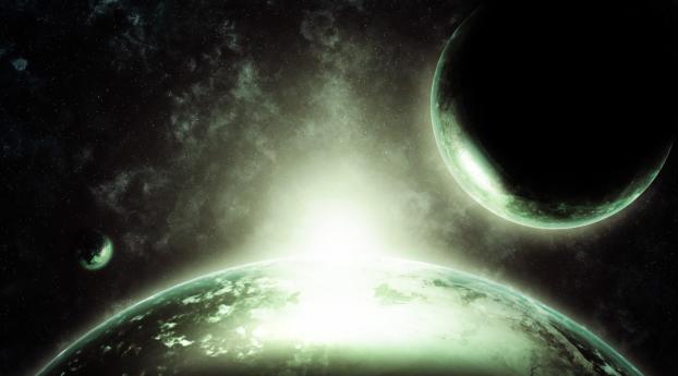 space, planets, stars Wallpaper 1600x600 Resolution