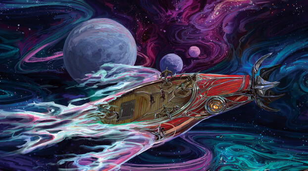 Spaceship Arrived Digital Space Art Wallpaper