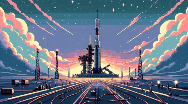 SpaceX Launch Pixel 4K Art Wallpaper