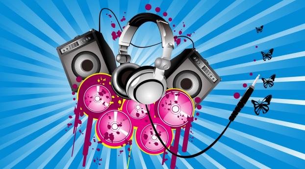 speakers, headphones, colorful Wallpaper 1280x800 Resolution