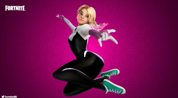 Spider Gwen without Mask Fortnite Wallpaper 1176x2400 Resolution