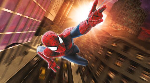 Spider-Man 4K Superhero Flying Wallpaper 720x1440 Resolution
