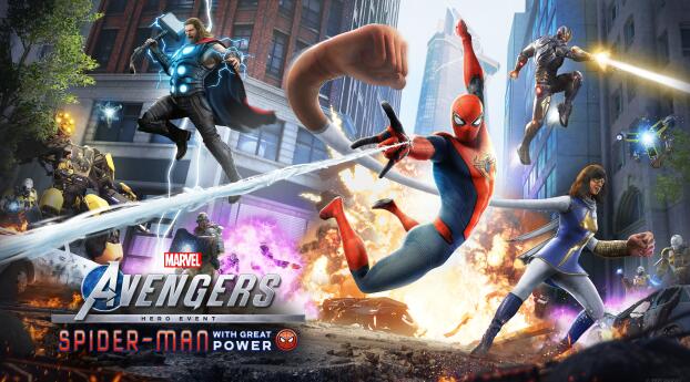 Spider-Man in Marvel's Avengers Game HD Wallpaper 1360x768 Resolution