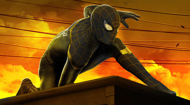 Spider-Man: No Way Home 4k Gold and Black Wallpaper 1080x1920 Resolution
