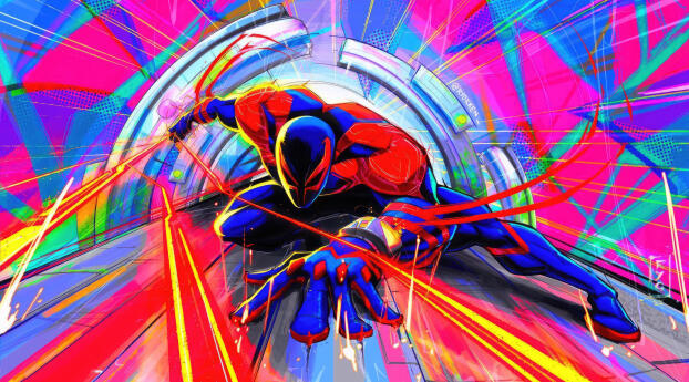 Spider-Man Spider-Verse 4K Wallpaper 1440x3040 Resolution