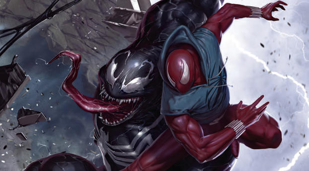 Spider-Man vs Venom Comic Art Marvel Wallpaper 1920x1080 Resolution