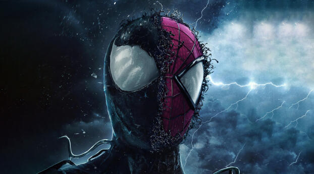Spider-Man x Venom Form Art Wallpaper 320x240 Resolution