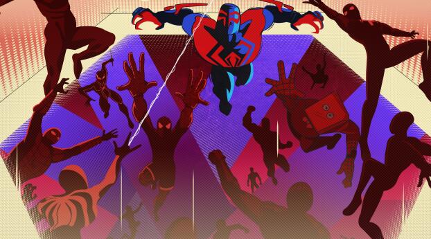 Spider-Verse 4K Characters Wallpaper 680x240 Resolution