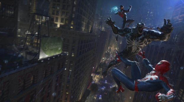 Spiderman vs Venom 4K Marvel's Spider-Man 2 Wallpaper 1440x3040 Resolution