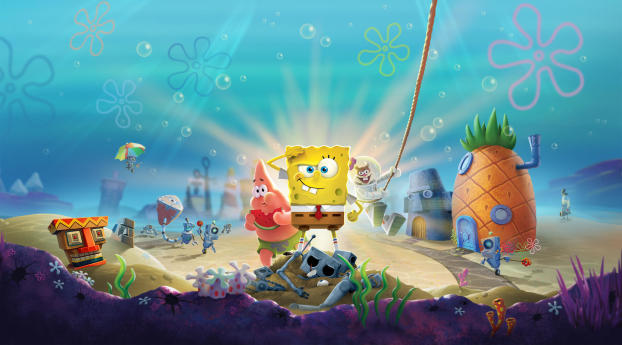 SpongeBob SquarePants Battle for Bikini Bottom Rehydrated Wallpaper 1234x576 Resolution