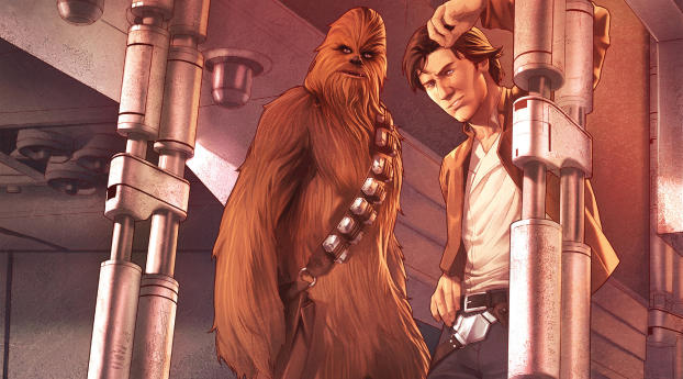 Star Wars Han Solo And Chewbacca Wallpaper 1440x2992 Resolution