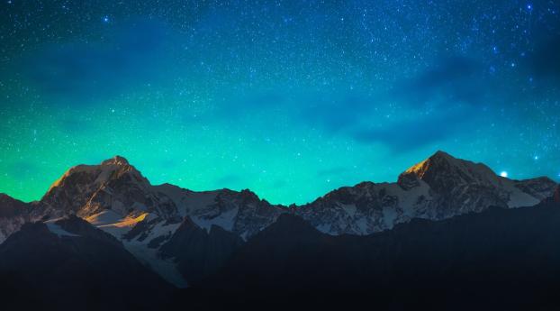 Starry Mountain Night Wallpaper 1080x2232 Resolution