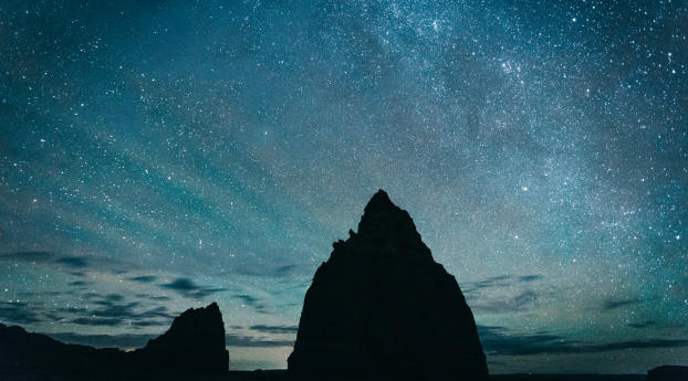 starry sky, hills, night Wallpaper 2560x1600 Resolution