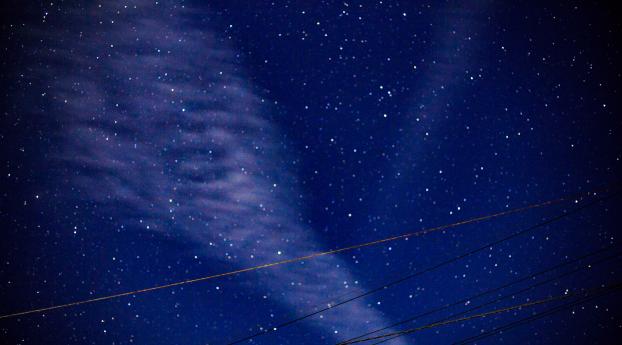 starry sky, wires, night Wallpaper 1280x720 Resolution