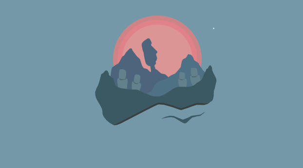 Statues on Mountain At Evening Wallpaper