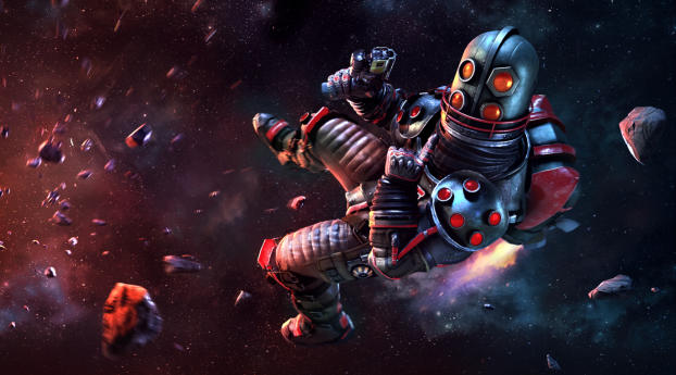 Steelhead Posing In Space Junkies Game Wallpaper 7680x2160 Resolution