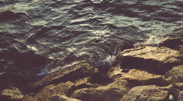 stones, sea, waves Wallpaper