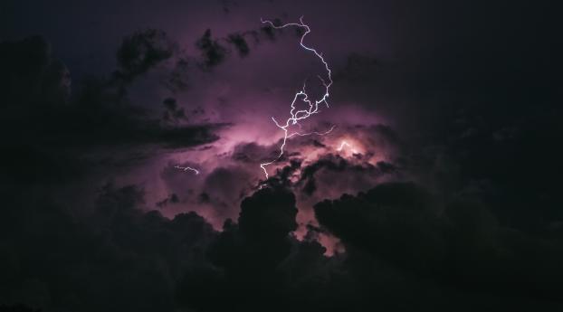 Storm Lightning and Purple Dark Sky Wallpaper 1440x2560 Resolution