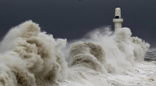 storm, tempest, lighthouse Wallpaper 1336x768 Resolution