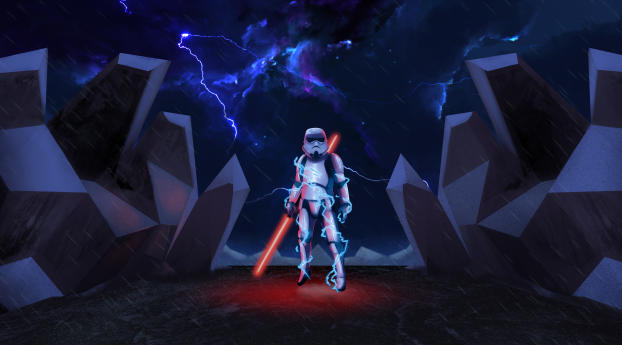 Stormtrooper with Lightsaber 8K Wallpaper 1080x2220 Resolution