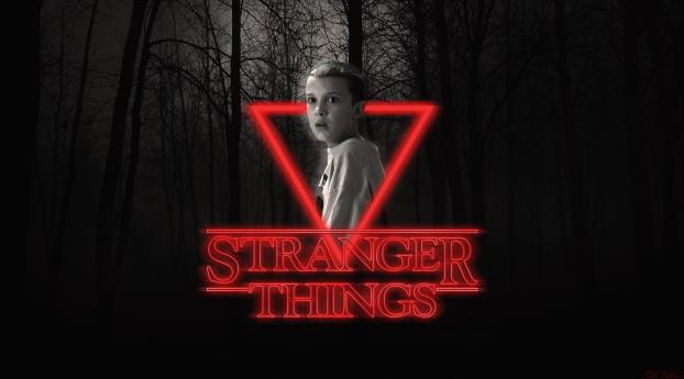 Stranger Things Eleven Neon Poster Wallpaper 1080x2160 Resolution