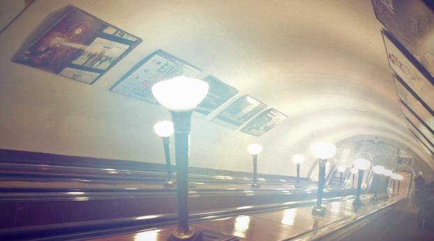 subway, underground, escalator Wallpaper 1242x2688 Resolution