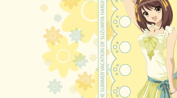 summer vacation haruhi, girl, brunette Wallpaper 640x960 Resolution