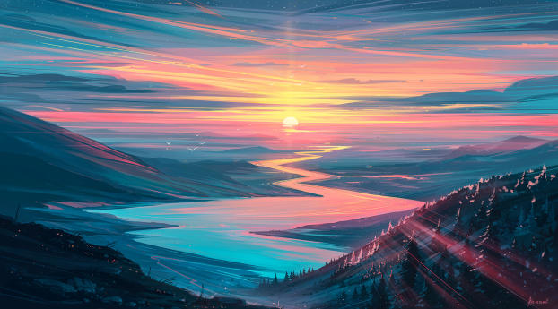 Sunrise Landscape Wallpaper 1080x2040 Resolution