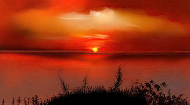 Sunset Digital Art 4k Wallpaper 1920x1080 Resolution