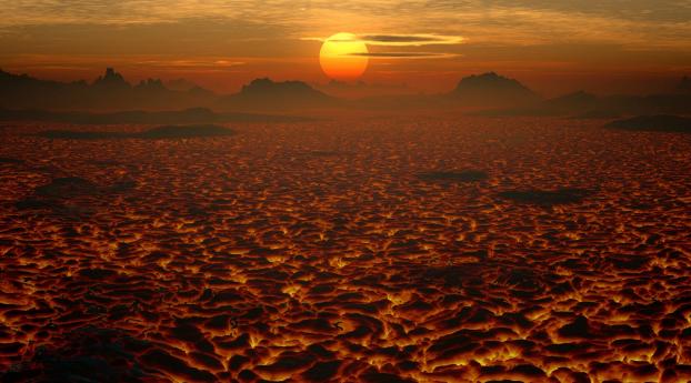 Sunset In Volcano Desert Wallpaper 1176x2400 Resolution