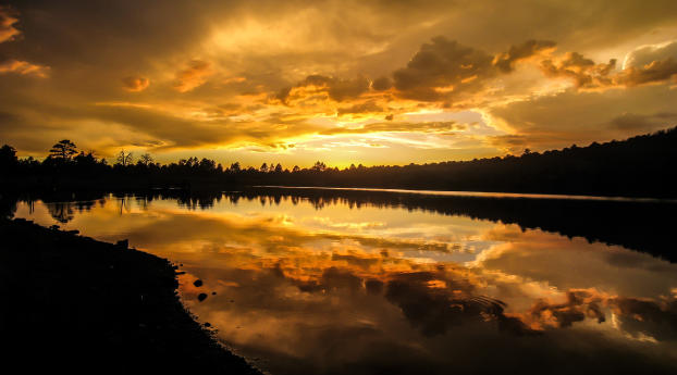 sunset, lake, sky Wallpaper 1280x800 Resolution